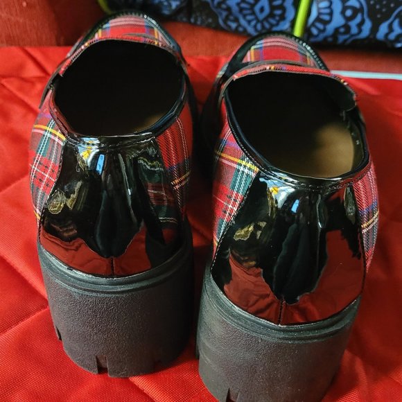 Red Betsey Johnson Plaid Creepers Womens Size 12 - Picture 3 of 7